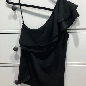 H&M black one shoulder top